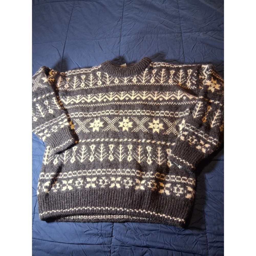 Vintage Edward Bryan Men's Sz L Fair Isle Wool Sweater England Knit Fishermen
